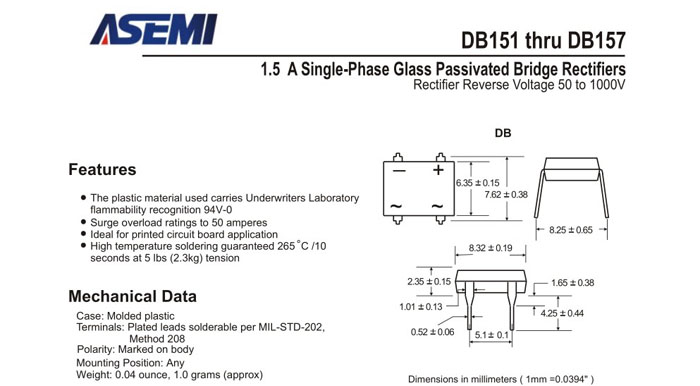 ASEMI整流桥规格书