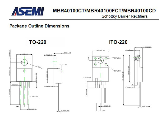 ASEMI肖特基二极管MBR40100FCT