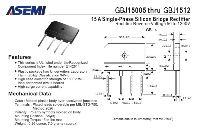 ASEMI品牌GBJ1512规格书