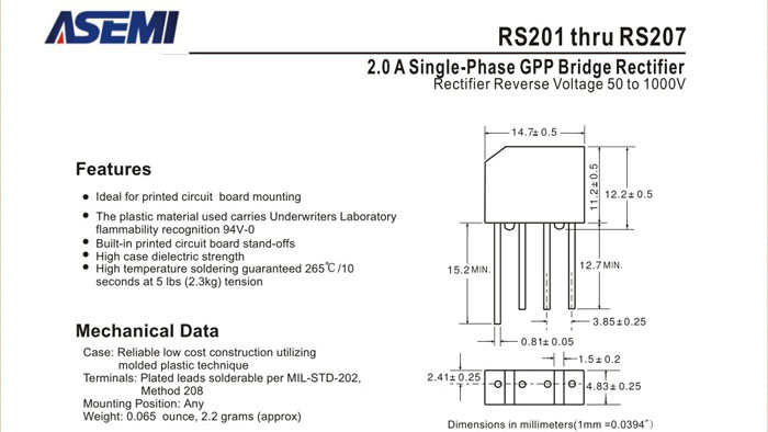 ASEMI品牌RS207规格书