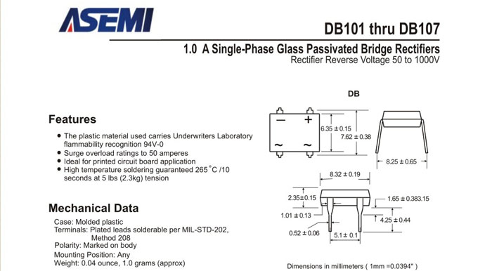 ASEMI品牌DB107规格书
